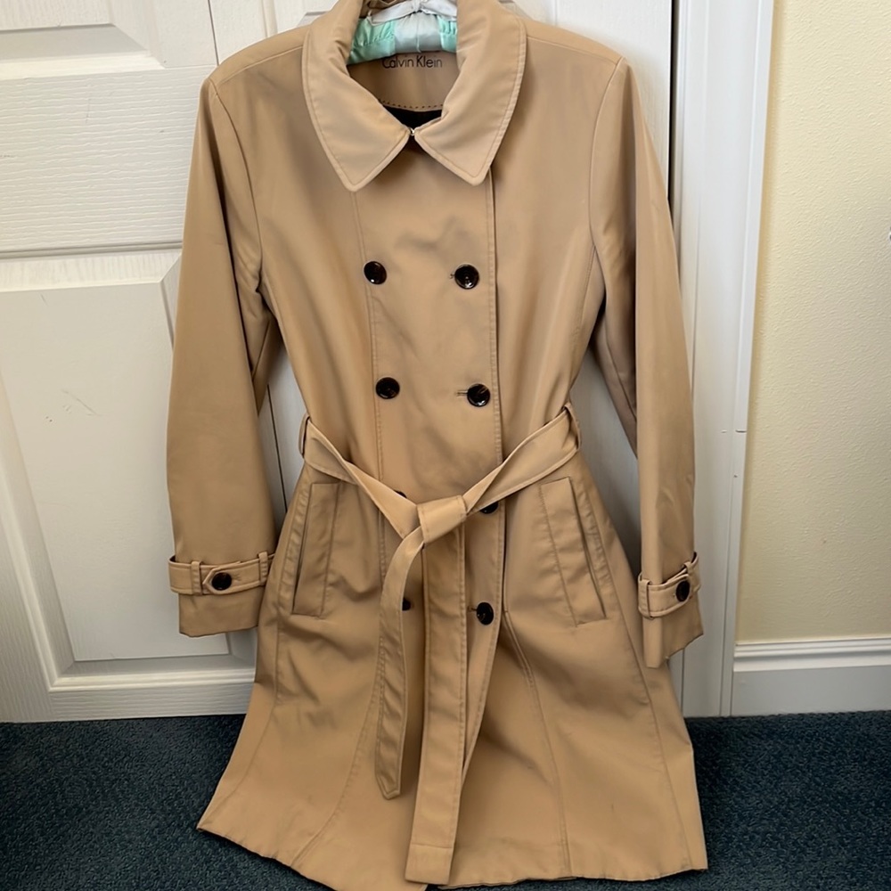 Calvin Klein Women’s Khaki Double-Breasted Trenchcoat Size M